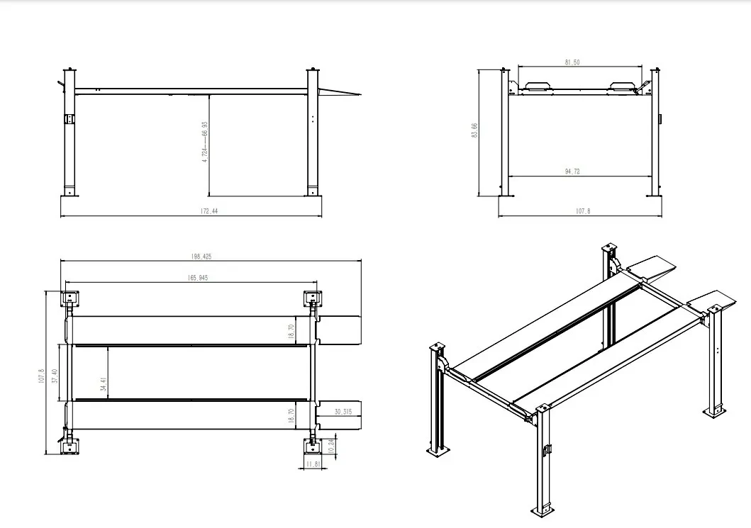 4H850 Heavy Duty Four Post Car lift 8500Lbs By KaTool